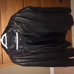 Mans leather jacket chocolate brown-black NEW XL